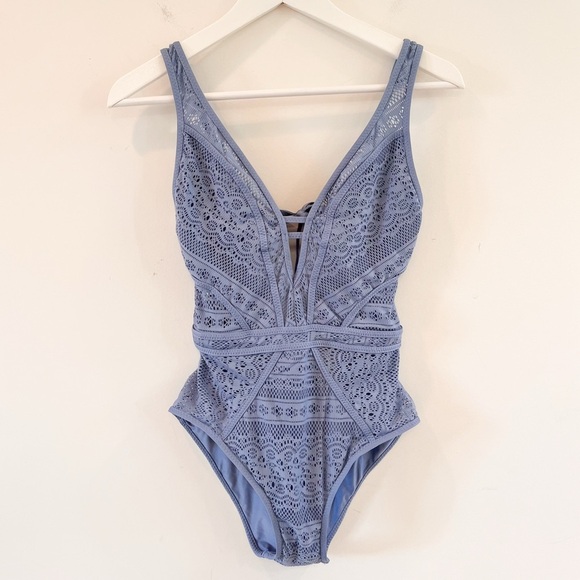 Becca by Rebecca Virtue Blue Show & Tell One Piece Swimsuit Size Small - Picture 11 of 11